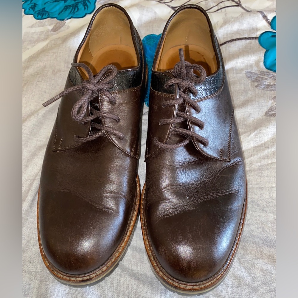 Gucci Leather Colorblock Pattern Derby Shoes